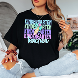 Back To School Repeat Pastel Checker Pencil Elementary Teacher DTF Print