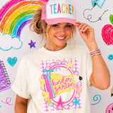 Pink Gingham Pennant Frame Back to School DTF Transfer