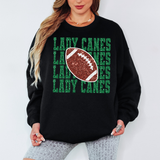 Lady Canes Repeat Glitter Effect Football DTF Print