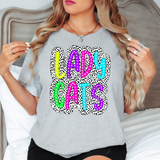 Neon Lady Cats Dotted Doodle DTF Print