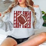 Ooltewah Lady Owls Repeat Glitter Effect DTF Print