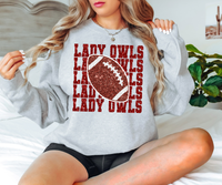 Ooltewah Lady Owls Repeat Glitter Effect DTF Print