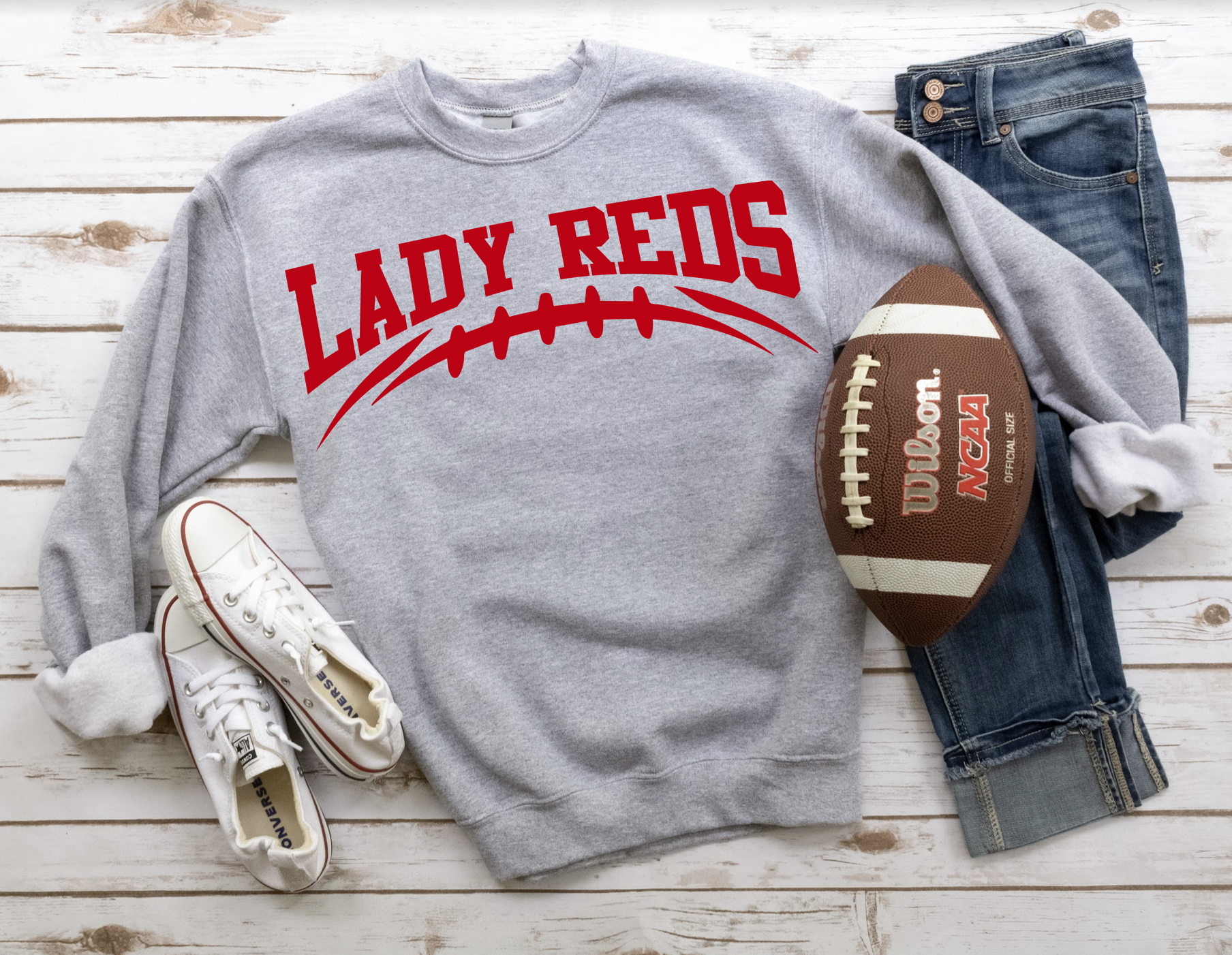 Lady Reds Football Arched DTF Print