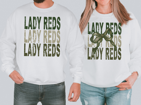 Lady Reds Matching Stacked Camo Greens DTF Print