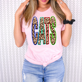 Leopard Cats Neon Outline DTF Print