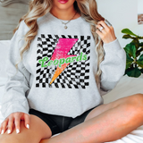 Leopards Checker Bolt Distressed DTF Print