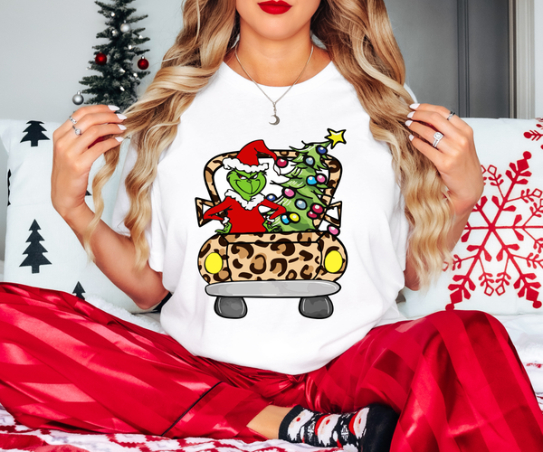 Grinch Leopard Truck DTF Print