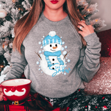 Let It Snow Blue Snowman DTF Print