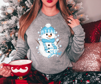 Let It Snow Blue Snowman DTF Print