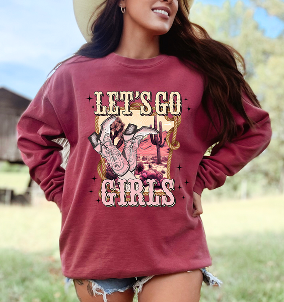 Let's Go Girls Pink Boots DTF Print