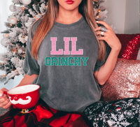 Lil Grinchy Glitter Embroidery Effect DTF Print