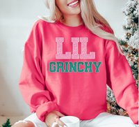 Lil Grinchy Glitter Embroidery Effect DTF Print