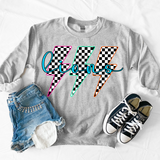 Lions Retro Bolt Checker Teams Neon Outline DTF Print