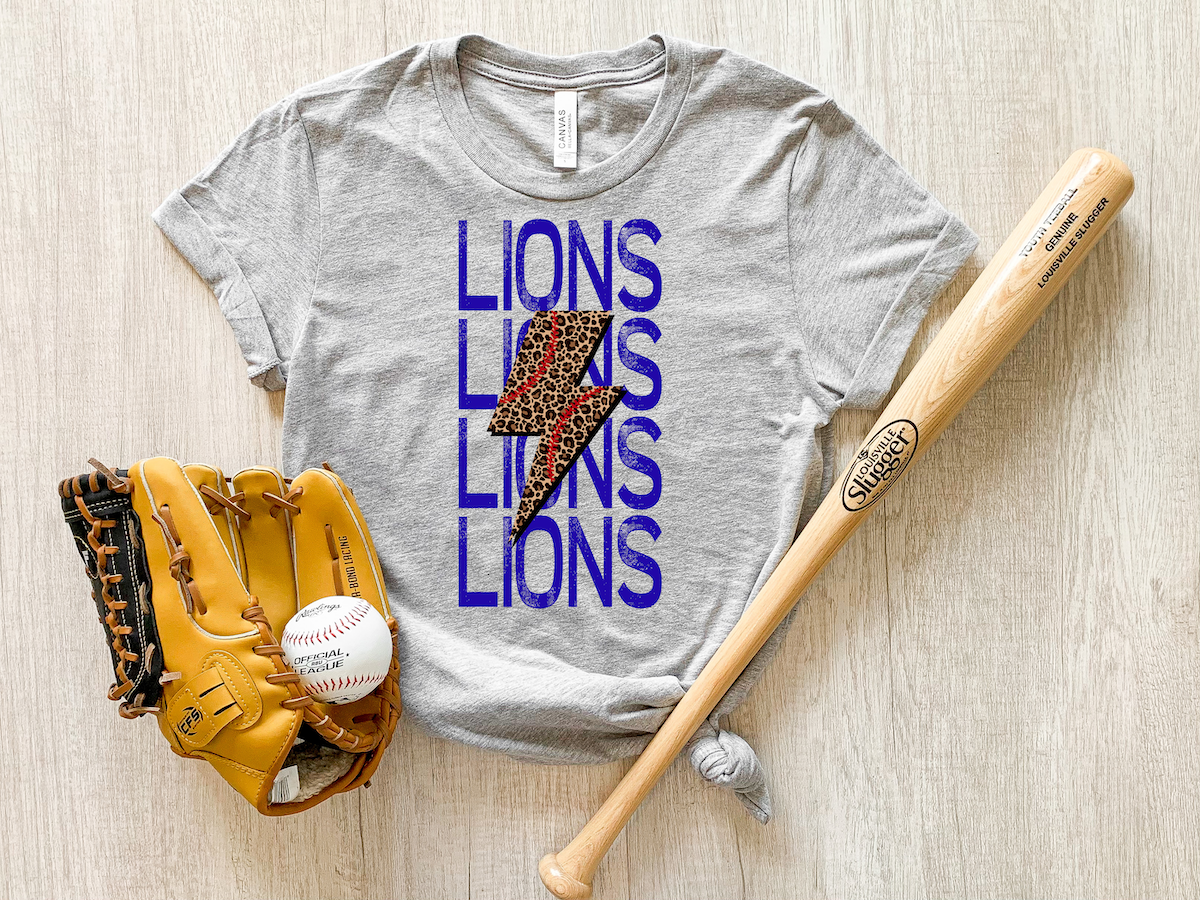 Lions Baseball Bolt DTF Print