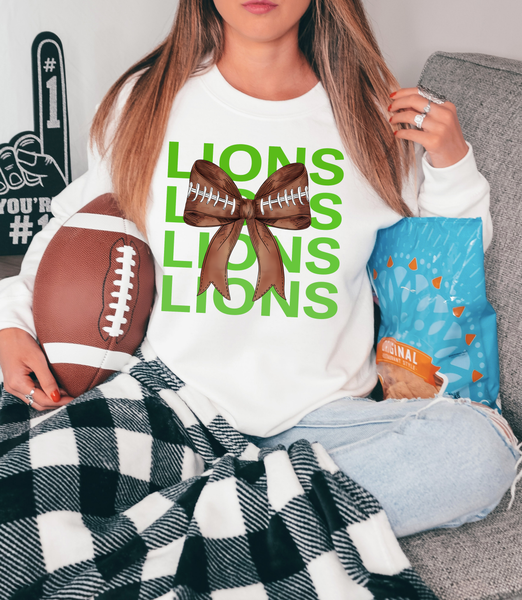 Lions Repeat Football Bow DTF Print