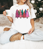 Lit Christmas Trees  DTF Print