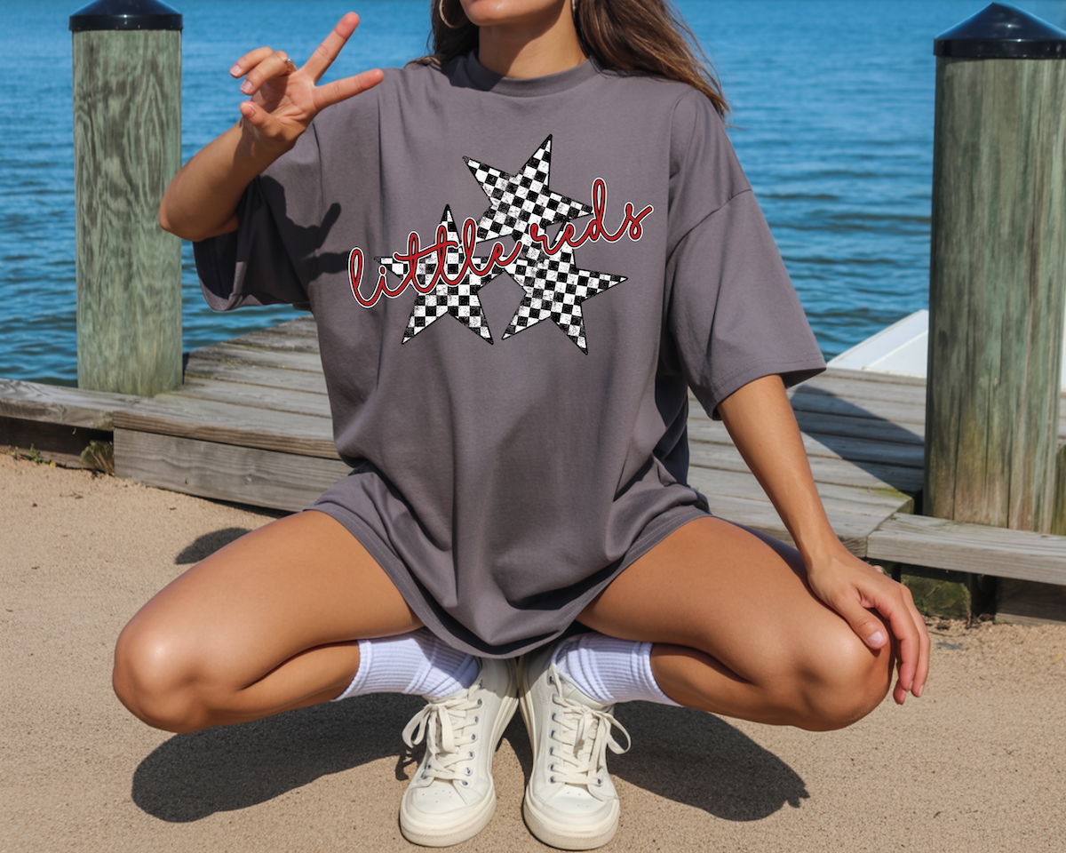 Little Reds Checker Star Trio DTF Print