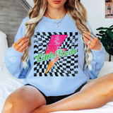 Little Reds Checker Bolt Distressed DTF Print