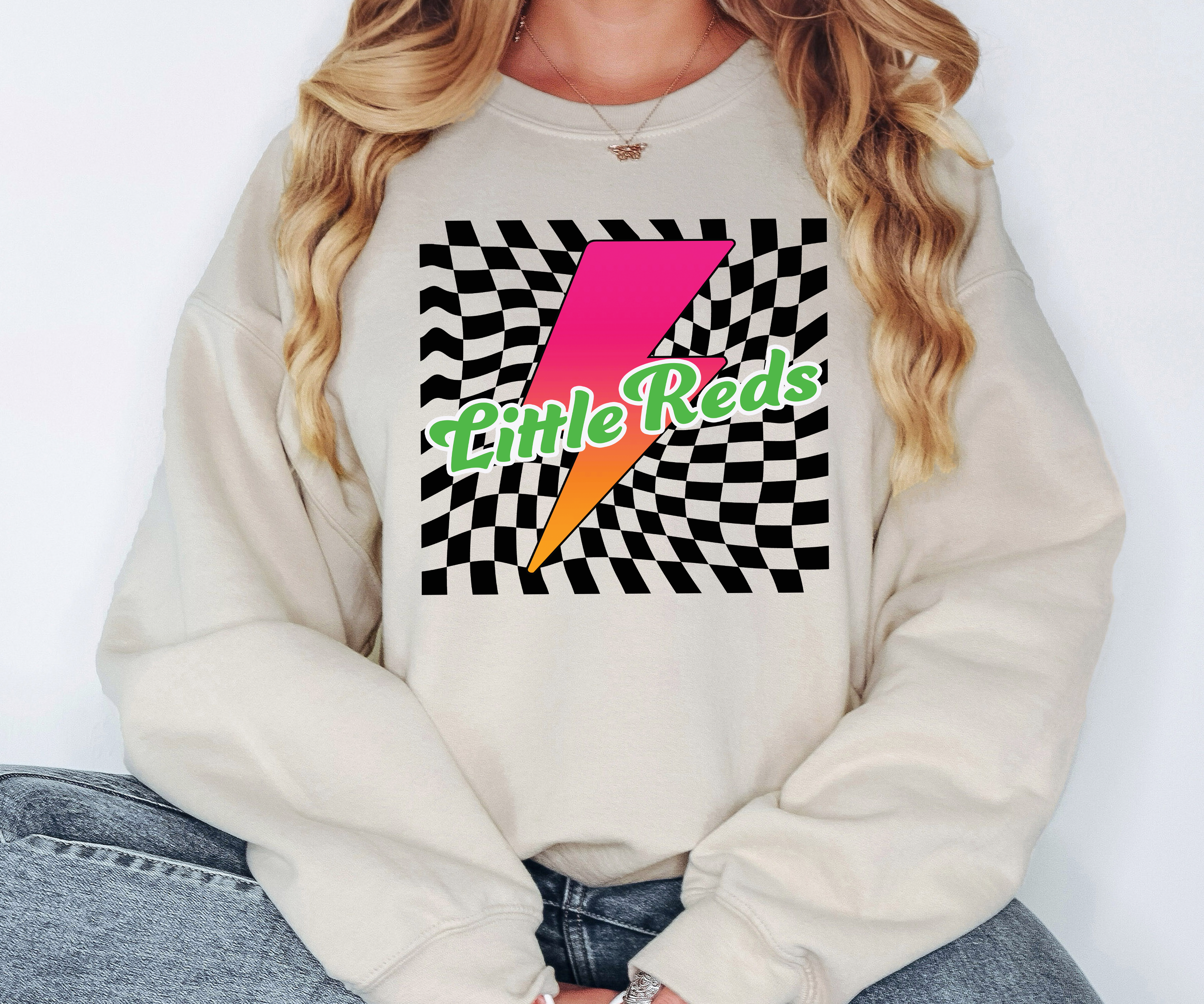 Little Reds Checker Leopard Bolt DTF Print