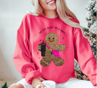 Lookin Like a Snack Gingerbread Man Glitter Embroidery Effect DTF Print