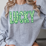 Glitter Embroidery Effect LUCKY DTF Print