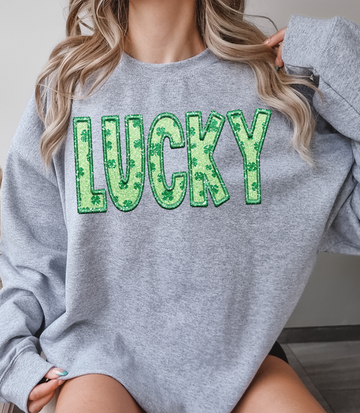 Glitter Embroidery Effect LUCKY DTF Print