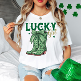 Lucky Cowgirl Boots DTF Print