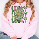 Lucky Repeat Watercolor Shamrock DTF Print