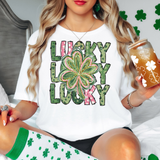 Lucky Repeat Watercolor Shamrock DTF Print