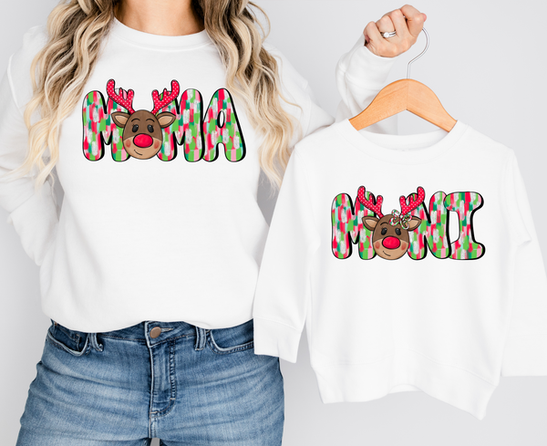 Mama Mini Christmas Reindeer DTF Print