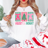 Merry & Bright Pink Teal Bows DTF Print