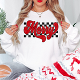 Retro Checker Merry DTF Print