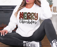 Merry Christmas Deer Plaid DTF Print