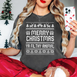 Merry Christmas Ya Filthy Animal Ugly Sweater DTF Print