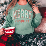 Merry Christmas Varsity Green Leopard DTF Print