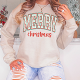 Merry Christmas Varsity Green Leopard DTF Print