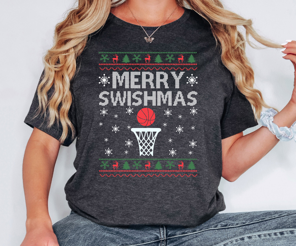 Merry Swishmas Basketball Ugly Sweater DTF Print