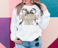 Military Wife Grey Camo Bow DTF Print