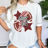 Glitter Checker Leopard Football Game Day 01 DTF Print