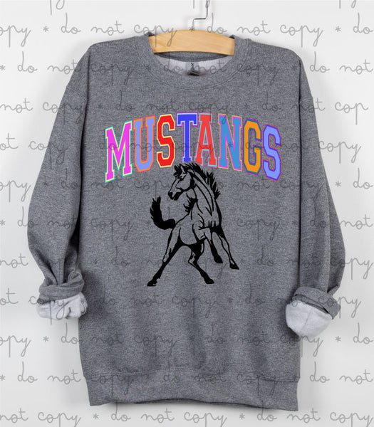 Rainbow Mustangs DTF Print