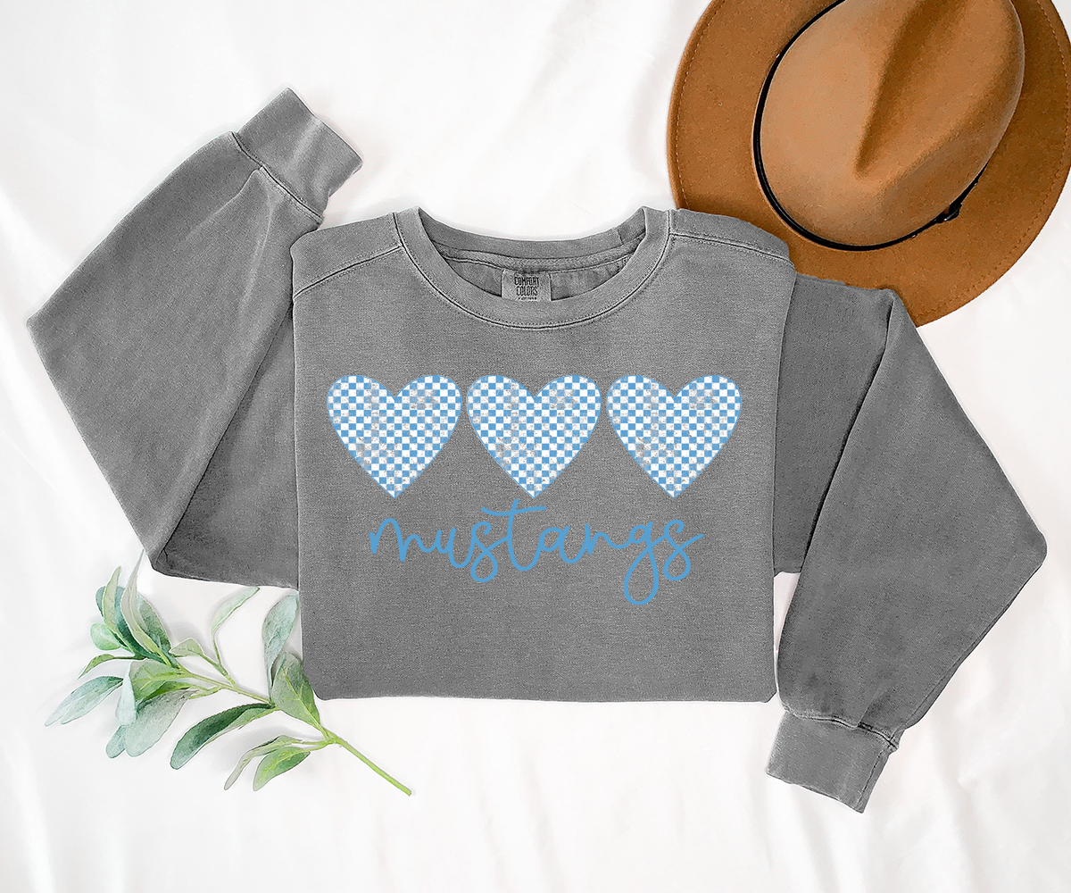 Mustangs Checker Heart Trio DTF Print