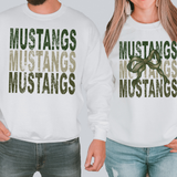 Mustangs Matching Stacked Camo Greens DTF Print