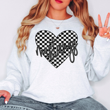 Mustangs Retro Checker Heart DTF Print