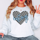Mustangs Retro Checker Heart DTF Print