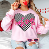 Mustangs Valentine Checker Heart DTF Print