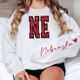 Nebraska Varsity Glitter Effect DTF Print