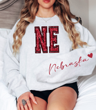 Nebraska Varsity Glitter Effect DTF Print