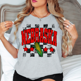Checker Nebraska Star Grunge DTF Print