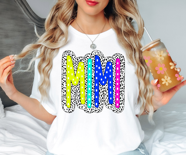 Neon Mimi Dotted Doodle DTF Print