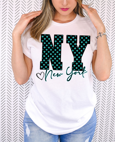 Faux Glitter New York Doodle DTF Print